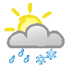 Tagsymbol, Symbolcode "q", Sonne, Wolken, Schneeregen