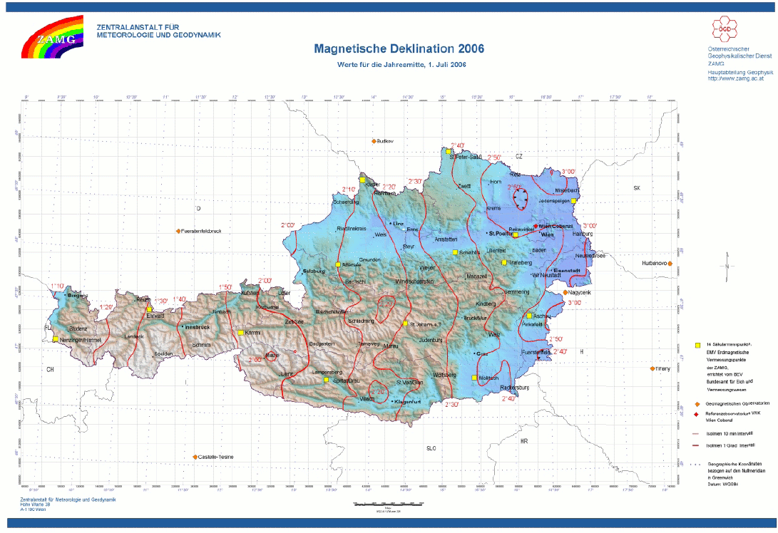 Von der ZAMG regelmäßig erstellt: Moderne Karte der magnetischen