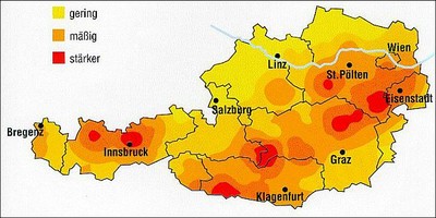Erdbebengefährdungszonen in Österreich