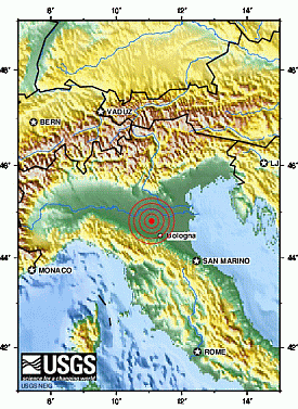 Schweres Nachbeben im Raum Bologna am 29. Mai 2012